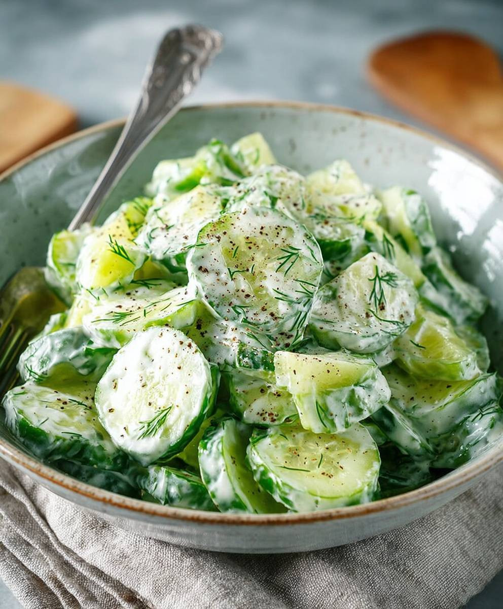 Gurkensalat mit Joghurt Dressing