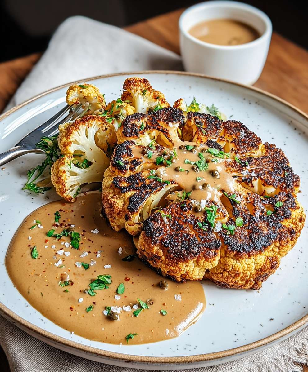 Blumenkohlsteak Pfefferrahmsauce