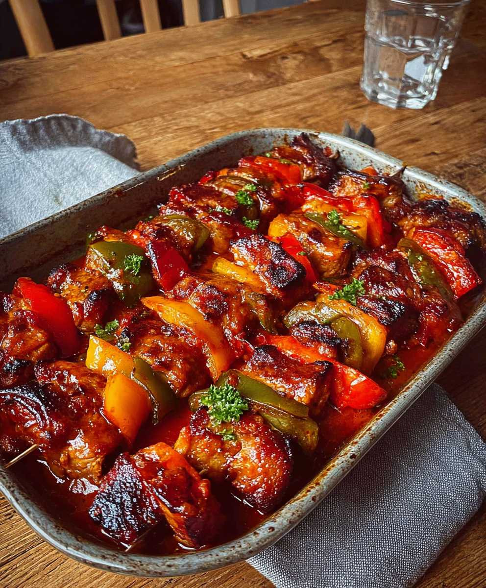 Schaschlik mit selbstgemachter Soße