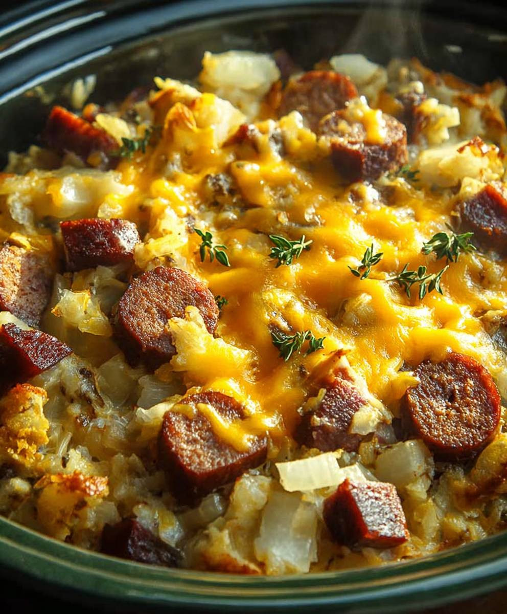Crockpot Frühstücks Auflauf Wurst
