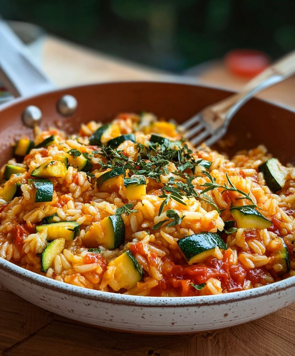 Zucchini Tomaten Reis Hauptgericht