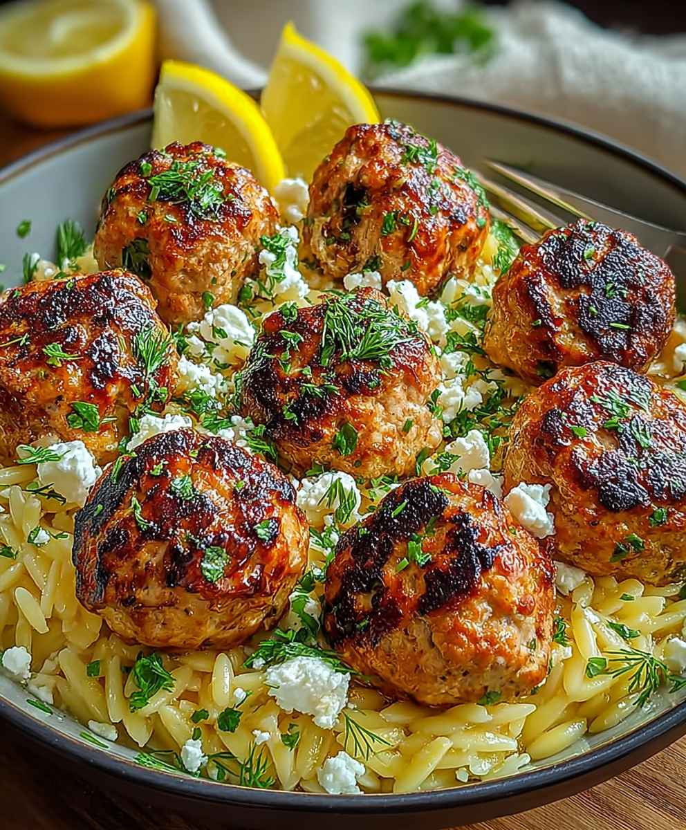 Griechische Hähnchenbällchen mit Orzo