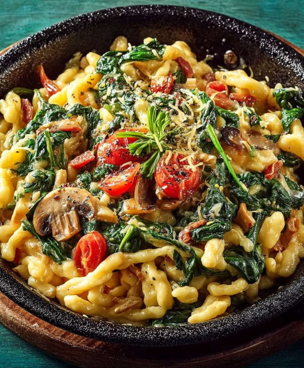 Spinat Spätzle Pfanne Sommer