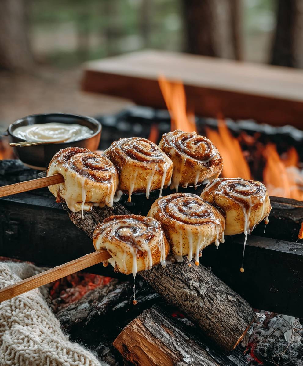 Zimtschnecken am Lagerfeuer Stock