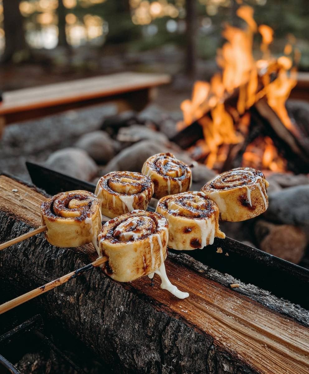 Zimtschnecken am Lagerfeuer Stock