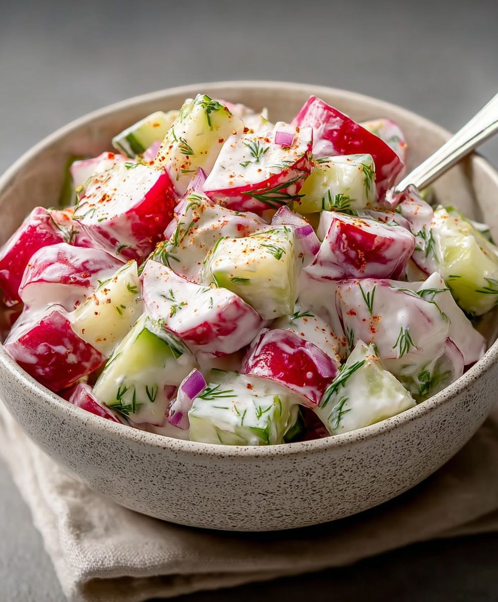 Radieschen Gurken Joghurt Salat