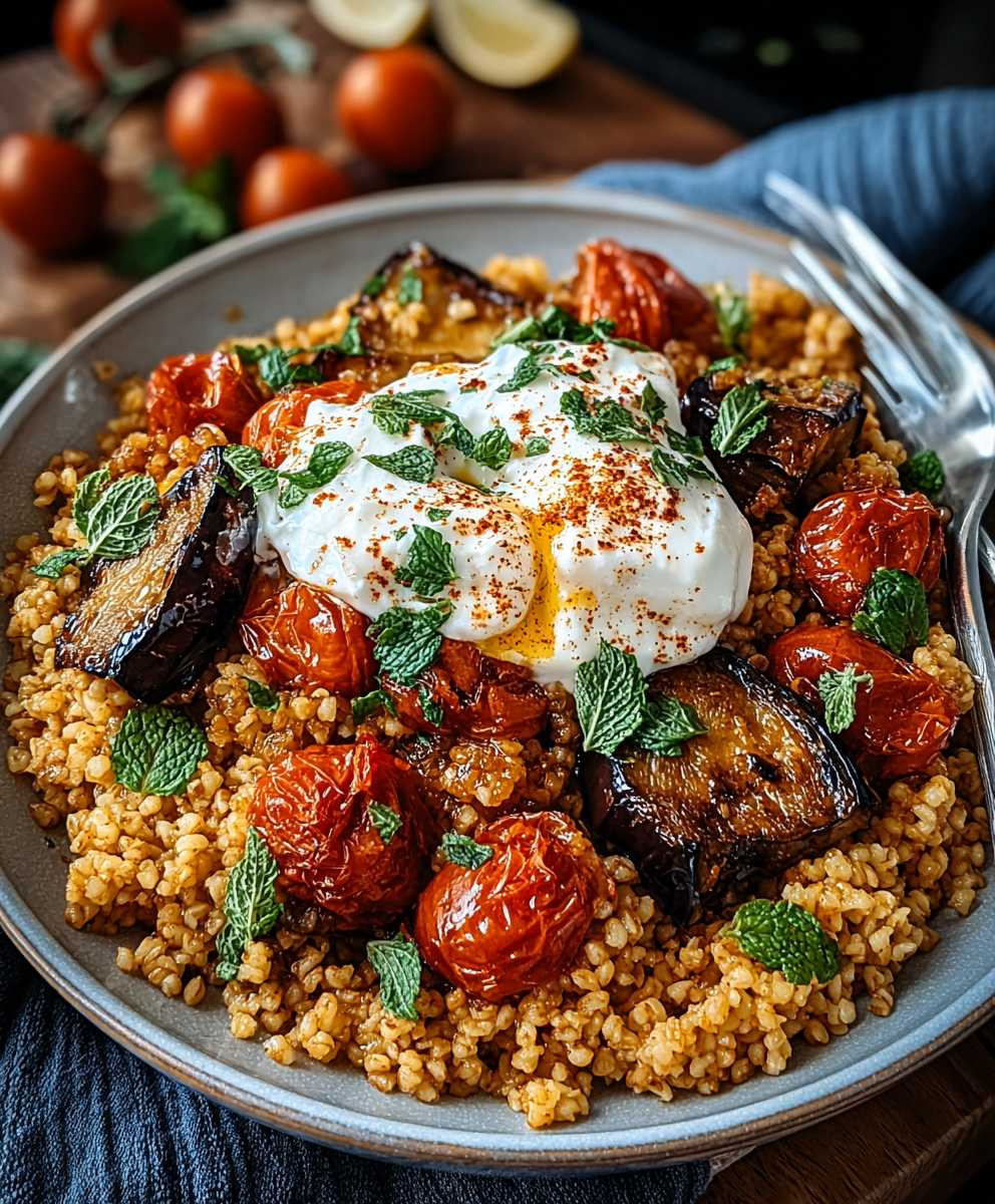 Bulgur mit Tomaten Auberginen