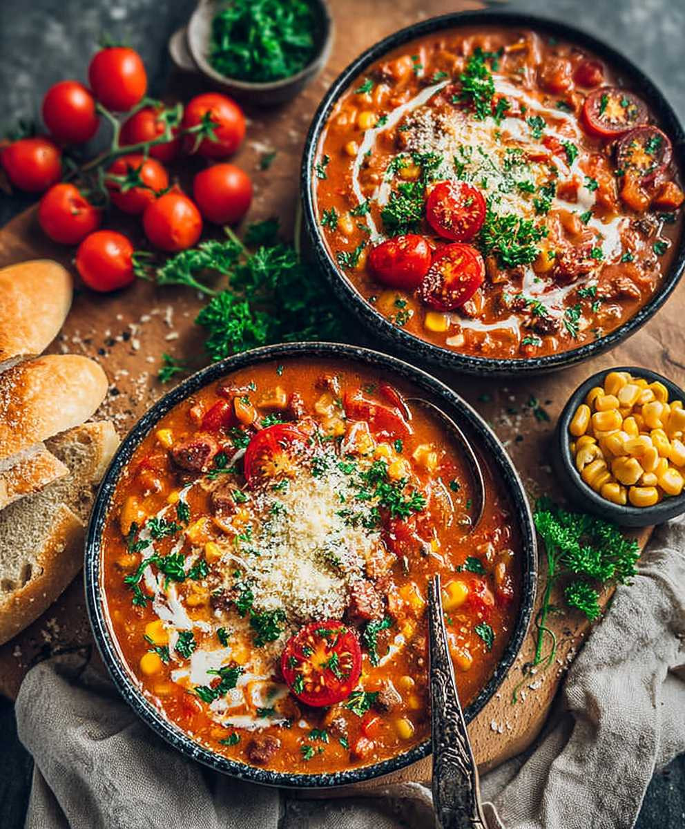 Vegane Low Carb Pizzasuppe
