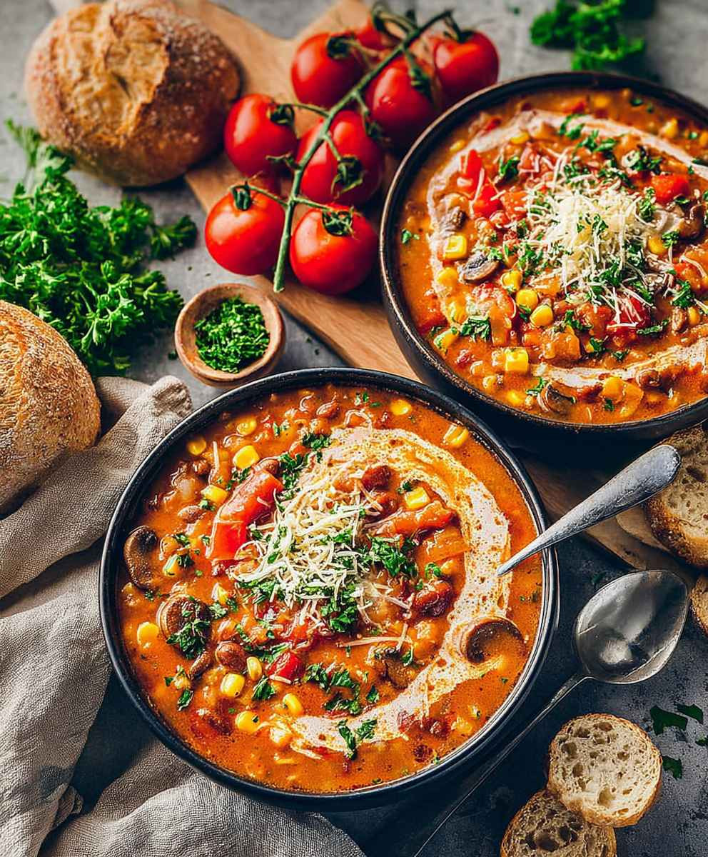 Vegane Low Carb Pizzasuppe
