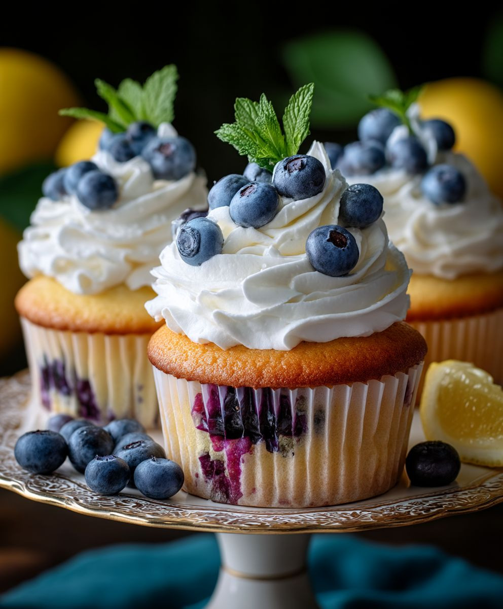 Zitronen Blaubeer Cupcakes