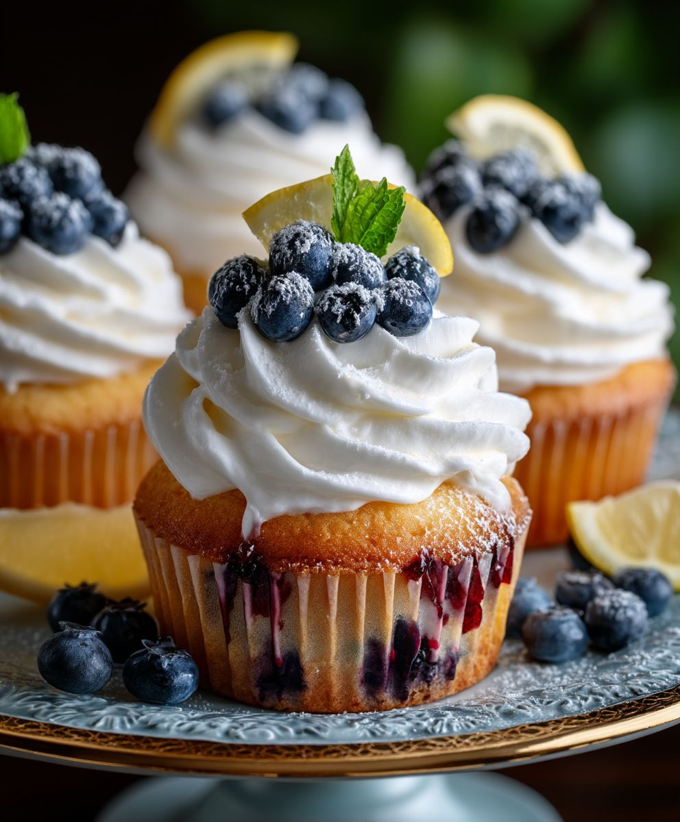 Zitronen Blaubeer Cupcakes