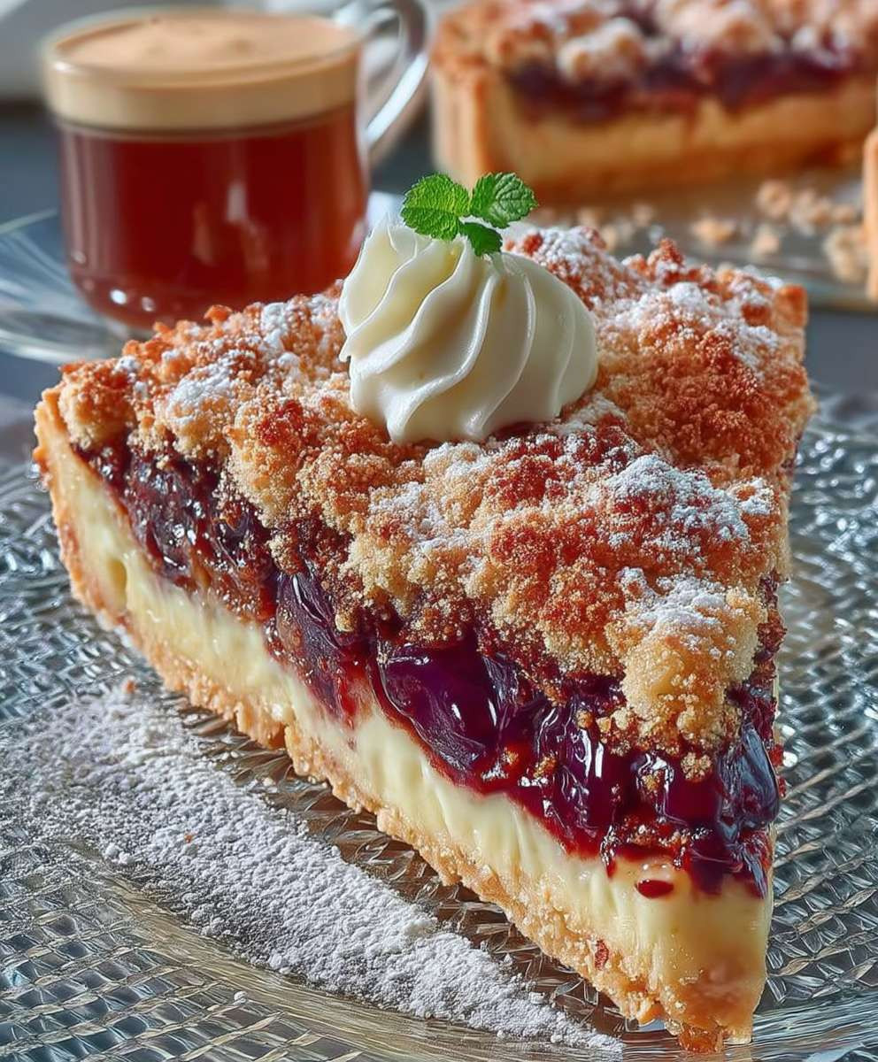 Omas Kirschkuchen Pudding Streusel