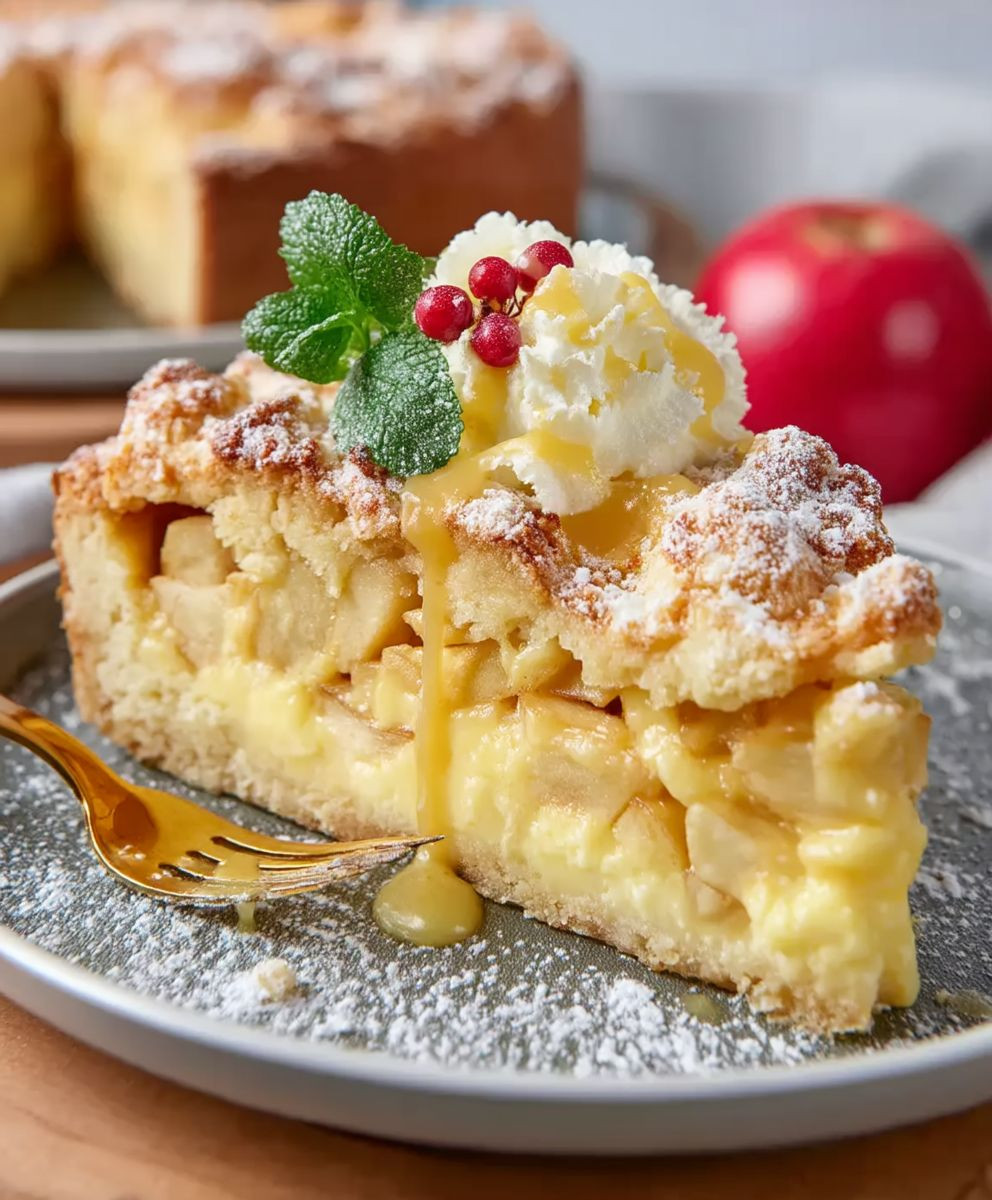 Saftiger Apfelkuchen mit Pudding