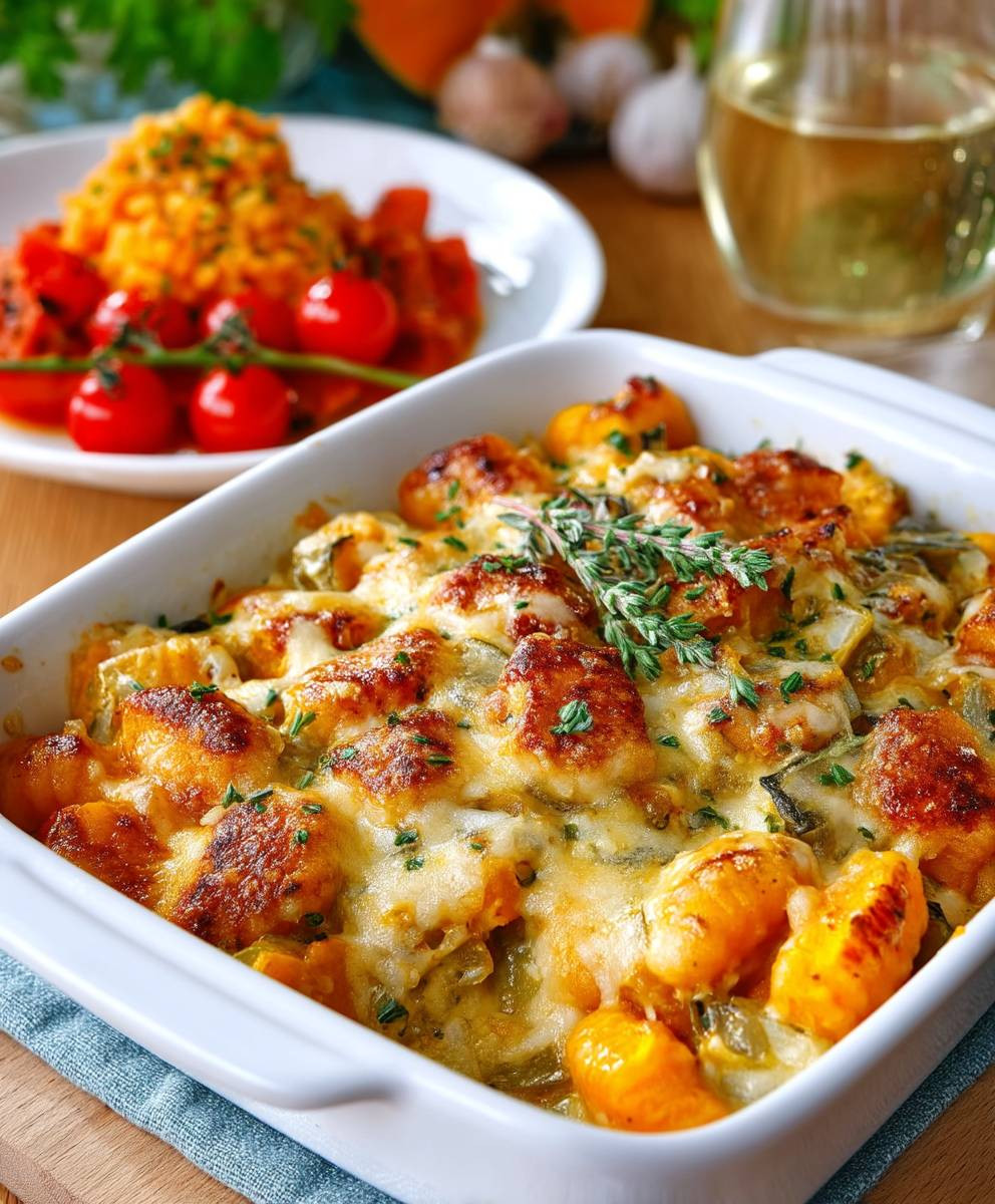 Kürbis Gnocchi Auflauf Lauch