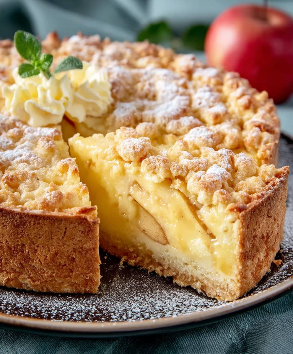 Saftiger Apfelkuchen mit Pudding