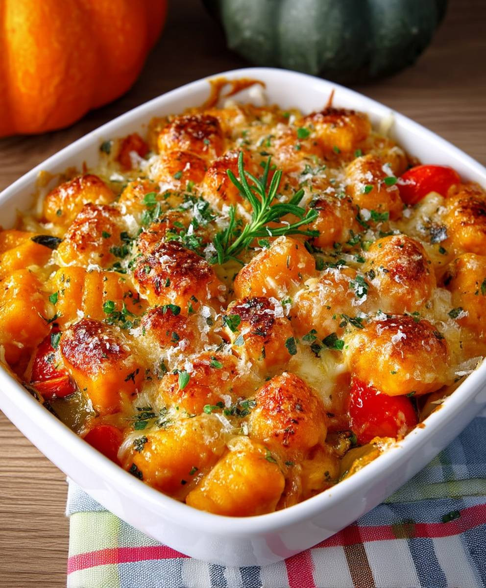Kürbis Gnocchi Auflauf Lauch