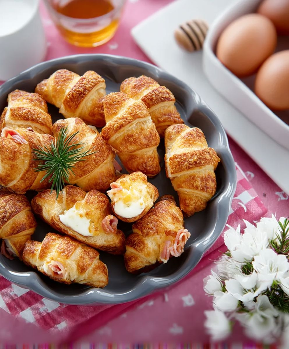 Frischkäse Hörnchen mit Käse Schinken