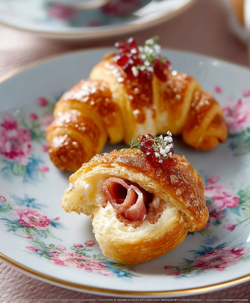 Frischkäse Hörnchen mit Käse Schinken