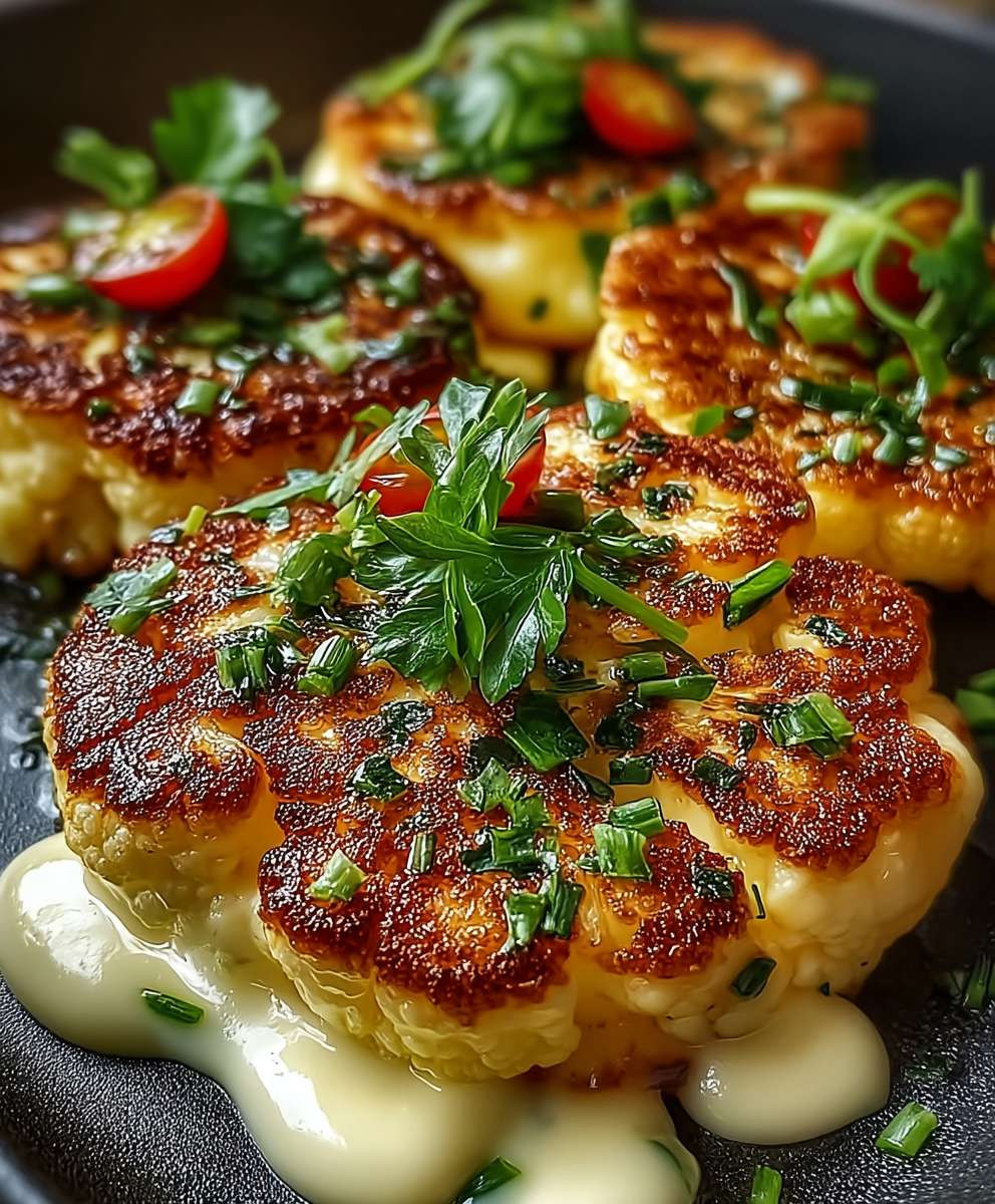 Gebackene Blumenkohlsteaks Mozzarella