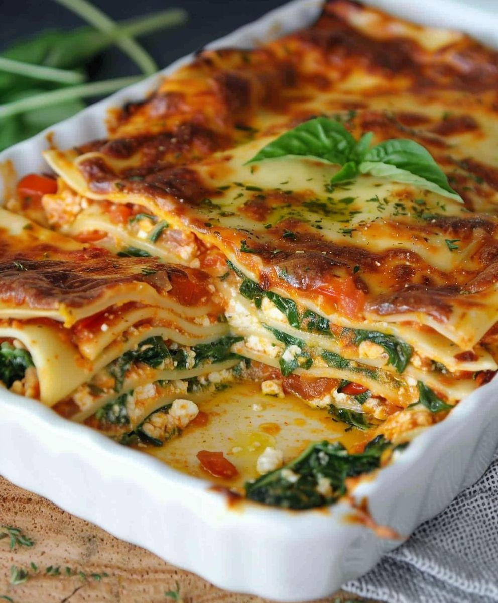 Spinatlasagne Feta Tomaten