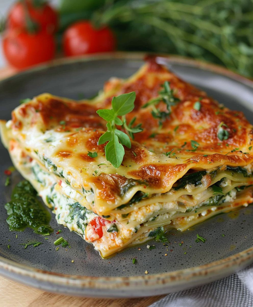 Spinatlasagne Feta Tomaten