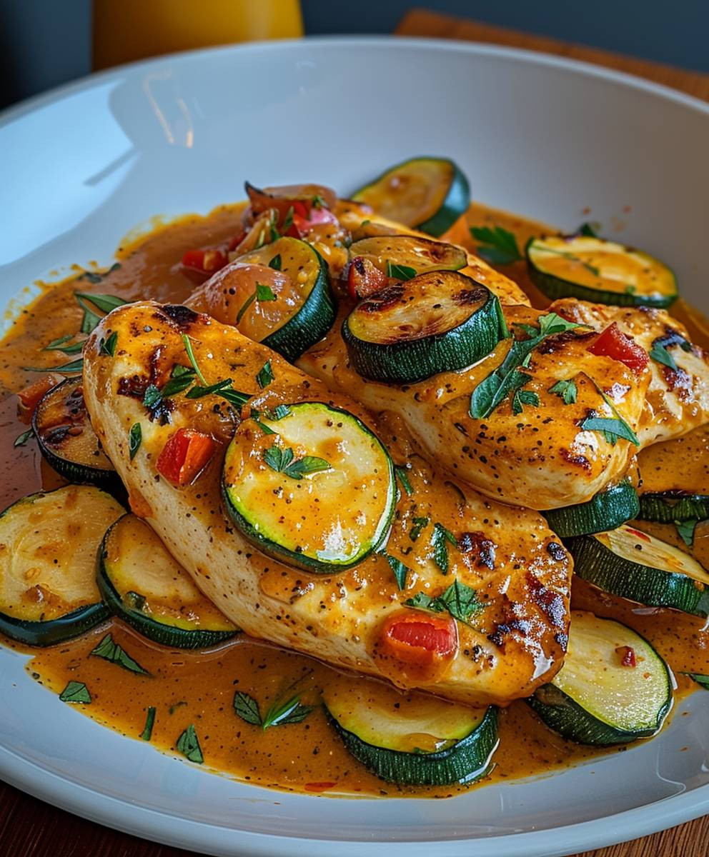 Paprika Zucchini Hähnchen Sahne