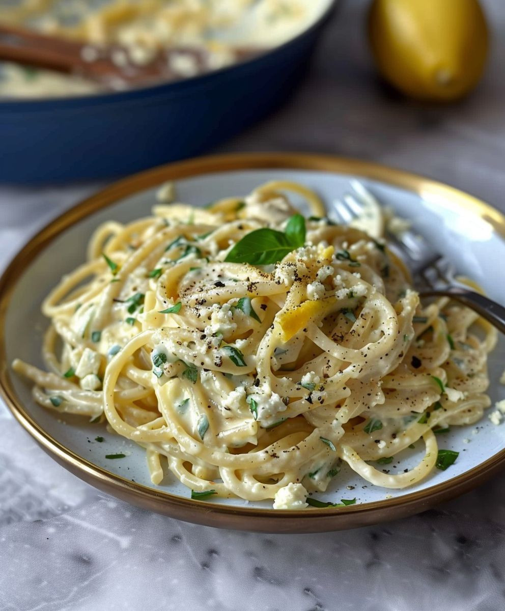 Cremige Zitrone Feta Pasta