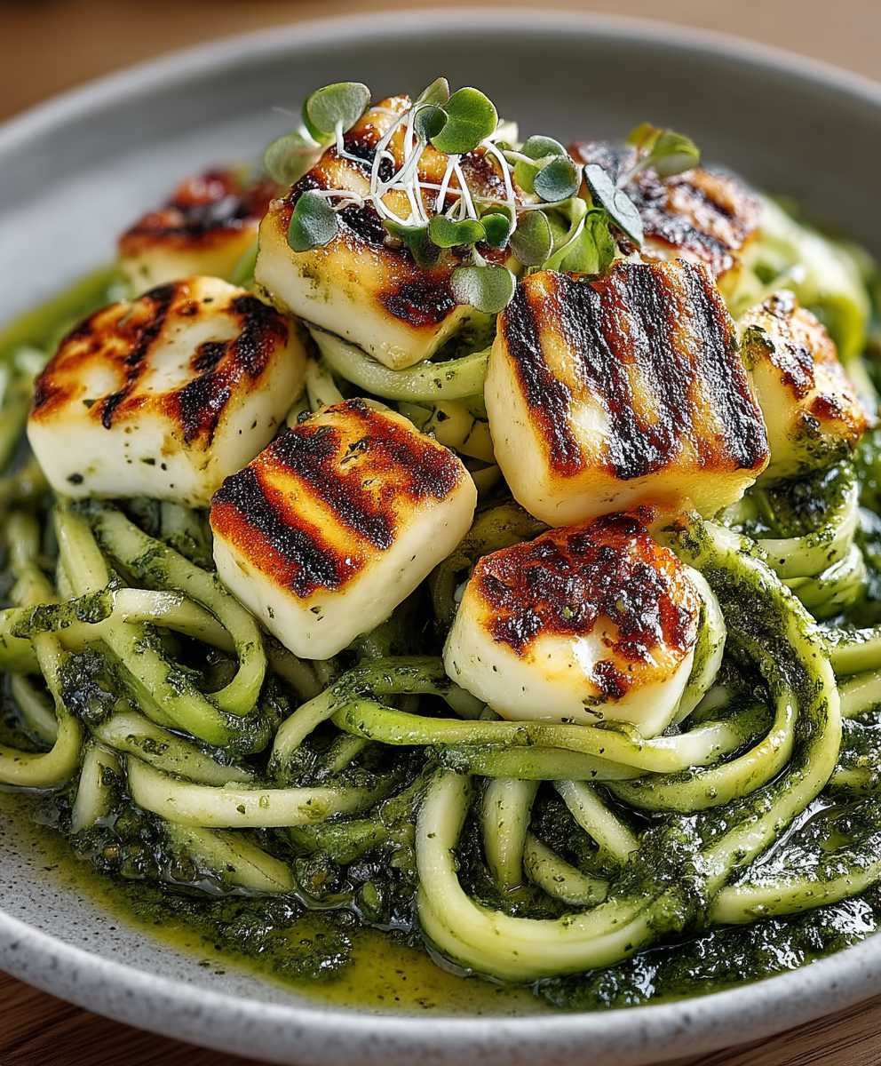 Halloumi Zucchini Pesto Nudeln