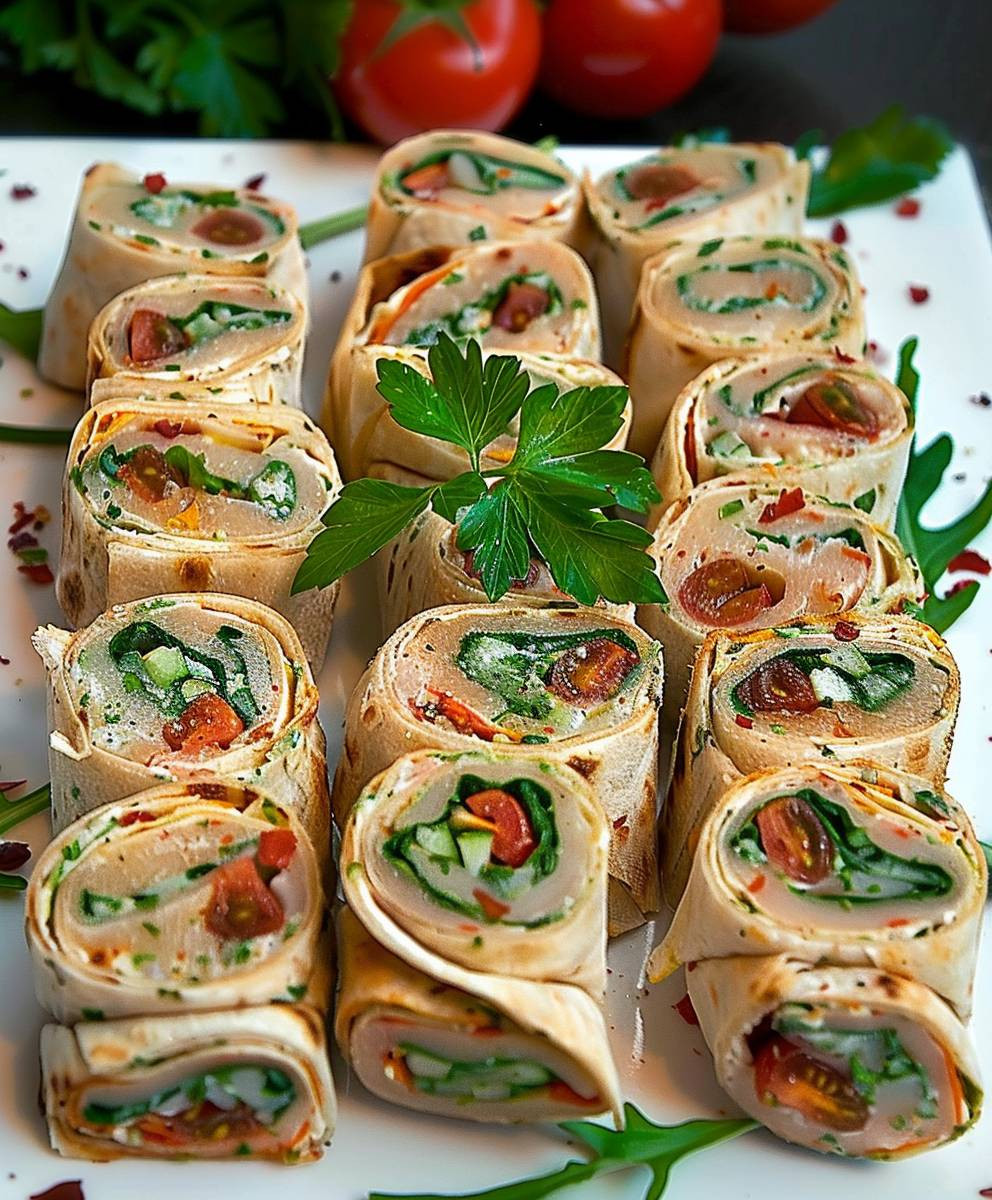 Vegetarische Wrap Röllchen Rucola