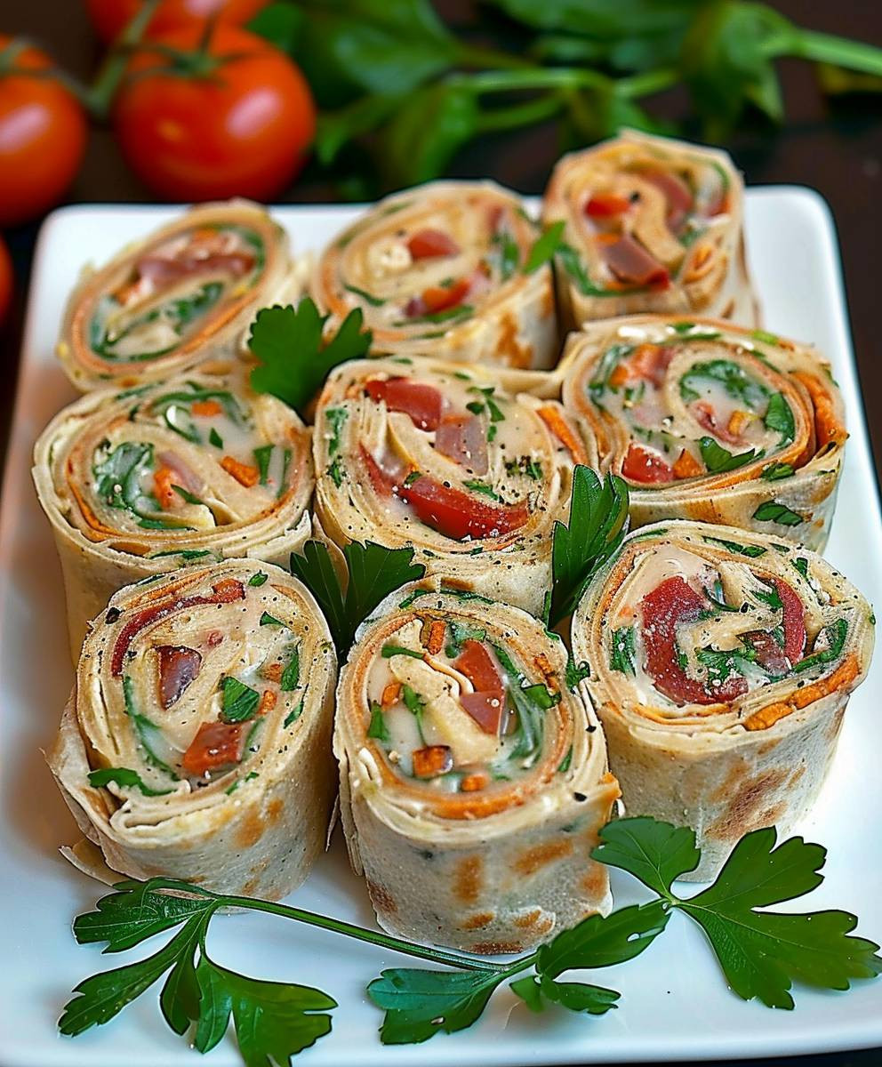 Vegetarische Wrap Röllchen Rucola