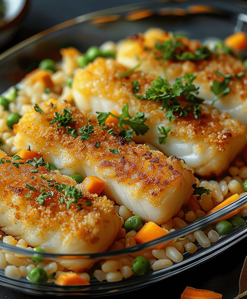 Fischstäbchen Auflauf mit Reis