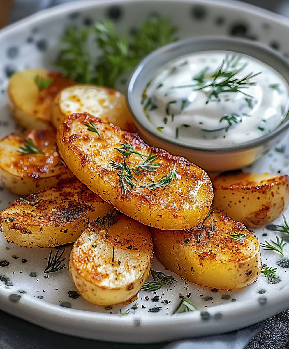 Kartoffelspalten Gurkendip Snack