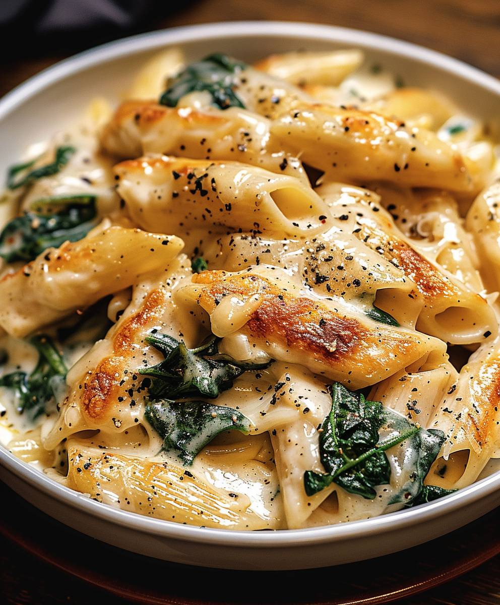 Frischkäse Spinat Hähnchen Pasta