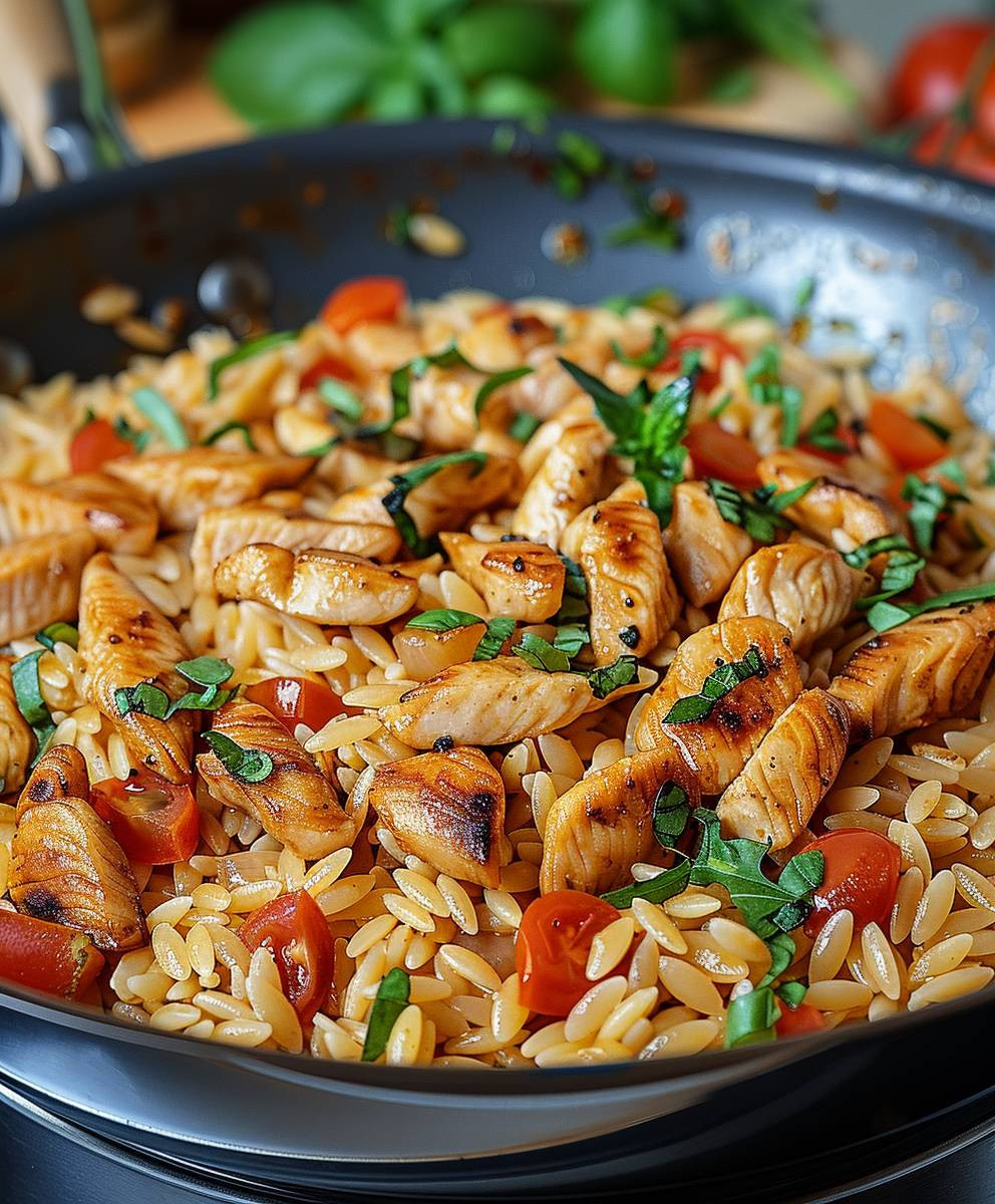 Orzo Pasta mit Hähnchen