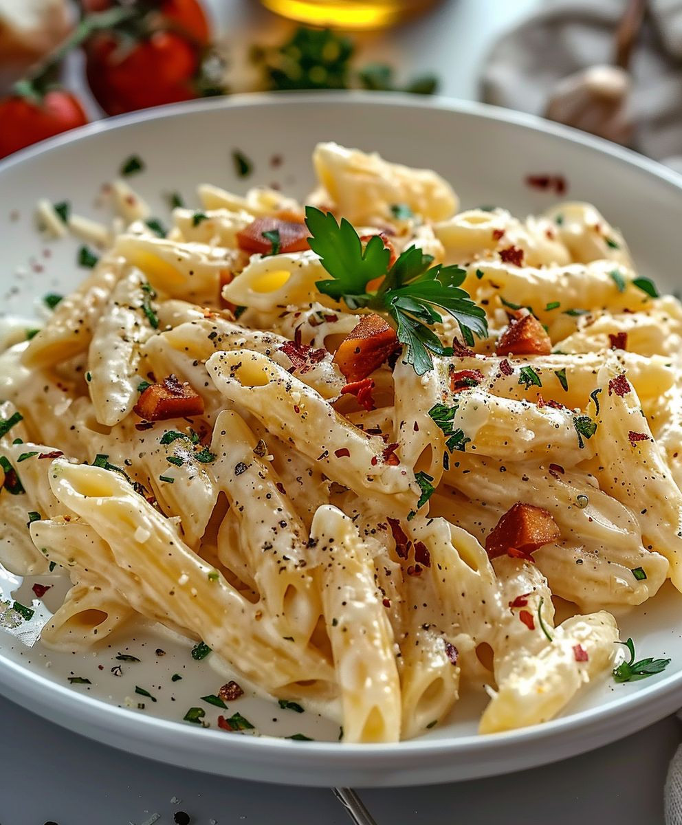 Cremige Knoblauch Pasta